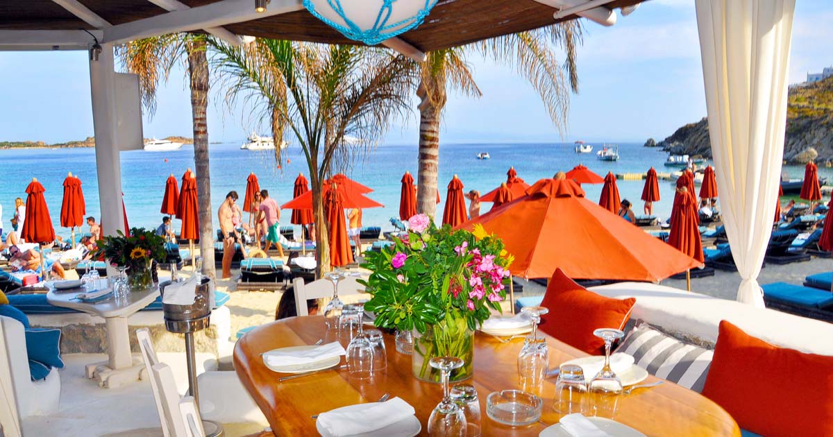 Best beach clubs in Mykonos Greece - Roamaroo