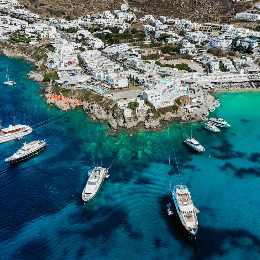 Aerial View of Mykonos Greece Beaches