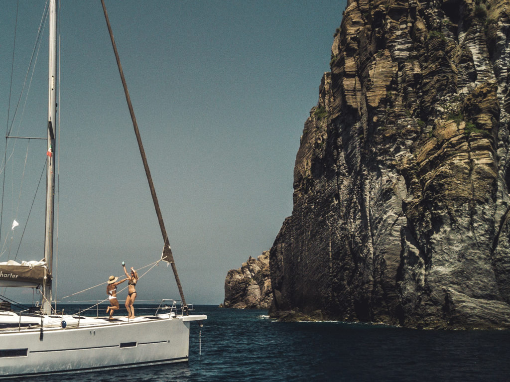 Yacht Docked Near the Aeolian Islands Shore